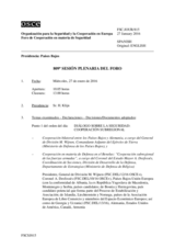 Diario de la 809ª Sesión plenaria del Foro de Cooperación en materia de Seguridad