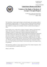 Statement by the Delegation of the United States of America on the human rights violations in the occupied territories of Georgia