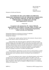 Statement by the Delegation of the Russian Federation in response to the presentations on European security by Mr. A. Michaelis and by Prof. Dr. J. Voorhoeve