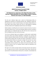 Statement by the Dutch EU Presidency in response to the address by the State Secretary of the Federal Ministry of Germany for Family Affairs, Mr. Ralf Kleindiek