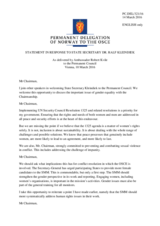 Statement by the Delegation of Norway in response to the address by the State Secretary of the Federal Ministry of Germany for Family Affairs, Mr. Ralf Kleindiek