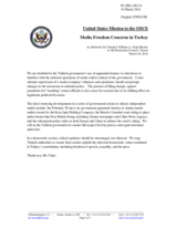Statement by the Delegation of the United States of America on the freedom of the media in Turkey