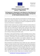 Statement by the Dutch EU Presidency in response to the report by the Chief Observer of the OSCE Observer Mission at two Russian checkpoints on the Russian-Ukrainian border, Lieutenant Colonel Simon Eugster