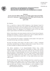 Statement by the Delegation of Armenia in response to the update by Ambassador Andrzej Kasprzyk and to the address by the Co-Chairmen of the Minsk by the Co-Chairmen of the Minsk Group