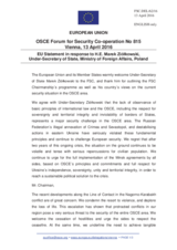 Statement by the Dutch EU Presidency in response to the opening statement by H.E. Marek Ziółkowski, Undersecretary of State of the Ministry of Foreign Affairs of Poland