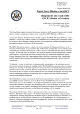 Statement by the Delegation of the United States of America in response to the report by the Head of the OSCE Mission to Moldova, Ambassador Michael Scanlan