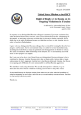 Second statement by the Delegation of the United States of America in response to the statement by the Delegation of the Russian Federation on the situation in Ukraine and the need to implement the Minsk agreements
