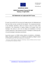 Statement by the Dutch EU Presidency on Ms. L. and Mr. A. Yunus in Azerbaijan