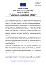 Statement by the Dutch EU Presidency on the International Day against Homophobia, Transphobia and Biphobia (IDAHOT), to be observed on 17 May
