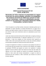 Déclaration de l’UE en réponse à la présentation du rapport par le Secrétaire Général de l’OSCE, l’Ambassadeur Lamberto Zannier