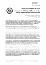 Statement by the Delegation of the United States of America in response to the address by the Special Representative of the OSCE Chairperson-in-Office for the South Caucasus, Ambassador Günther Bächler