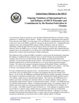 Statement by the Delegation of the United States of America on the Russia’s ongoing aggression against Ukraine and illegal occupation of Crimea