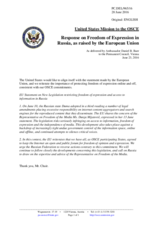 Statement by the Delegation of the United States of America on the legislative amendments in the Russian Federation restricting freedom of expression and access to information