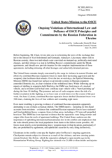 Statement by the Delegation of the United States of America on the Russia’s ongoing aggression against Ukraine and illegal occupation of Crimea