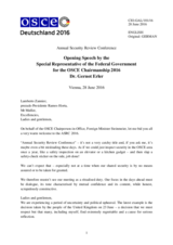 Address by Dr. h.c. Gernot Erler, Special Representative of the Federal Government for the 2016 OSCE Chairmanship