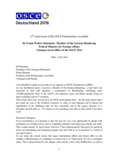 Speech by OSCE Chairperson-in-Office and Federal Foreign Minister Steinmeier