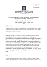 Statement by the Delegation of Norway in response to the address by the United Nations Assistant Secretary-General for Human Rights, Mr. Ivan Šimonović