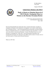 Statement by the Delegation of the United States of America on the Permanent Council Decision No. 1212 on the extension of the deployment of OSCE observers to two Russian checkpoints on the Russian-Ukrainian border