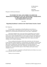 Statement by the Delegation of the Russian Federation on the Kazakhstan’s election as a non-permanent member of the UN Security Council for 2017 and 2018