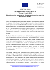 Statement by the Slovak EU Presidency in response to a statement made at the 1107th meeting of the Permanent Council on the human rights of detainees in the European Union