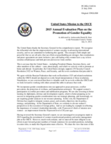 Statement by the Delegation of the United States of America in response to the presentation by the Secretary General of the Annual Evaluation Report on the Implementation of the 2004 OSCE Action Plan for the Promotion Of Gender Equality