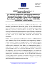 Statement by the Slovak EU Presidency in response to the update by Ambassador Martin Sajdik and to the report by Ambassador Ertugrul Apakan