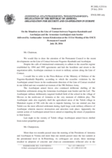 Statement by the Delegation of Armenia on the situation along the line of contact between Nagorno-Karabakh and Azerbaijan and the Armenian-Azerbaijani State border