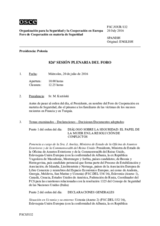 Diario de la 826ª Sesión plenaria del Foro de Cooperación en materia de Seguridad  