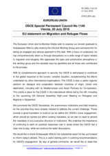 Statement by the Slovak EU Presidency in response to the report by the Chairperson of the Informal Working Group Focusing on the Issue of Migration and Refugee Flows