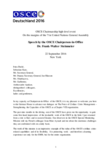 Speech by the OSCE Chairperson-in-Office Dr. Frank-Walter Steinmeier