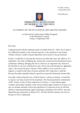 Statement by the Delegation of Norway on the Russia’s ongoing aggression against Ukraine and illegal occupation of Crimea