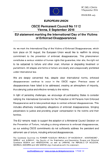 Statement by the Slovak EU Presidency on the International Day of the Victims of Enforced Disappearances, observed on 30 August 2016