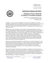 Statement by the Delegation of the United States of America on the freedom of expression and freedom of association in the Russian Federation