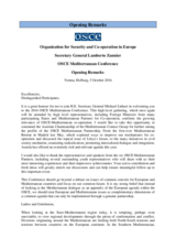 Opening remarks of Secretary General Lamberto Zannier at OSCE Mediterranean Conference, 5 October 2016