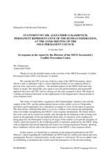 Statement by the Delegation of the Russian Federation in response to the report by the Director of the Conflict Prevention Centre, Ambassador Marcel Pesko
