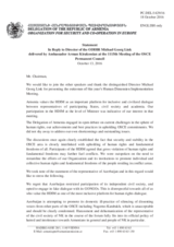 Statement by the Delegation of Armenia in response to the report by the Director of the Office for Democratic Institutions and Human Rights (ODIHR), Mr. Michael Georg Link, on the Human Dimension Implementation Meeting