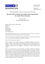 Speech by the OSCE Chairperson-in-Office and Federal Foreign Minister Dr. Frank-Walter Steinmeier