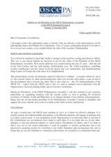 Address by the President of the OSCE Parliamentary Assembly, Ms. Christine Muttonen