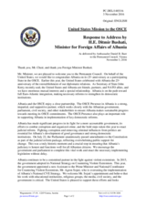Statement by the Delegation of the United States of America in response to the address by the Minister for Foreign Affairs of Albania, H.E. Ditmir Bushati