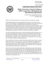 Statement by the Delegation of the United States of America in response to the update by the Secretary General on OSCE co-Operation with regional and international organizations