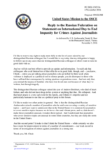 Statement by the Delegation of the United States of America in response to the statement by the Delegation of the Russian Federation on the United Nations International Day to End Impunity for Crimes against Journalists, observed on 2 November