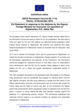 Statement by the Slovak EU Presidency in response to the address by the Deputy Foreign Minister for Economic Co-operation of Afghanistan, H.E. Adela Raz