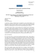Opening Remarks by the OSCE Secretary General Lamberto Zannier Opening Remarks by the OSCE Secretary General Lamberto Zannier