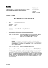 Journal de la 833ème séance plénière du Forum