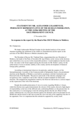 Statement by the Delegation of the Russian Federation in response to the report by the Head of the OSCE Mission to Moldova, Ambassador Michael Scanlan