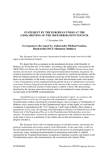 Statement by the Slovak EU Presidency in response to the report by the Head of the OSCE Mission to Moldova, Ambassador Michael Scanlan