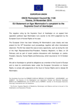 Statement by the Slovak EU Presidency on the decision of the Supreme Court of Azerbaijan on the appeal of the Chairman of the Republican Alternative Movement (REAL), Mr. I. Mammadov