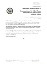 Statement by the Delegation of the United States of America on the ratification of the so-called agreement between the Russian Federation and Sokhumi occupation regime on the creation of a joint group of military forces