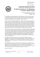 Statement by the Delegation of the United States of America on the International Day for the Elimination of Violence against Women, observed on 25 November 2016