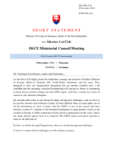 Statement by H.E. Miroslav Lajcak, Minister for Foreign and European Affairs